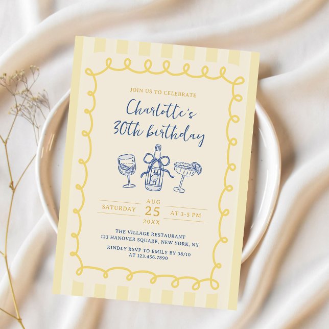 Invitation Anniversaire 30 ans d'été dessiné à la main pour a (Créateur téléchargé)