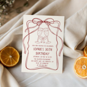 Invitation Anniversaire 30 ans Elegant Ligne Rouge