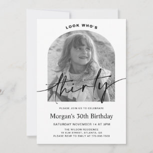 Invitation Anniversaire 30 ans Photo Minimaliste Arche Modern