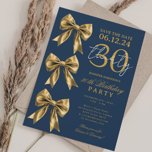 Invitation Anniversaire 30 Ans Ruban Coquette Or N