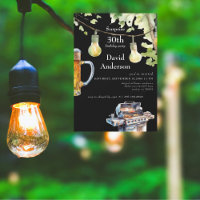 Invitation anniversaire 30 ans surprise BBQ noir