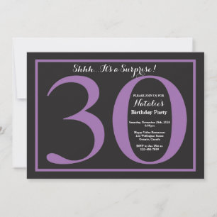 Invitation Anniversaire 30 ans surprise tableau noir violet e