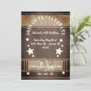 Invitation Anniversaire 30 ans thème cowboy vintage