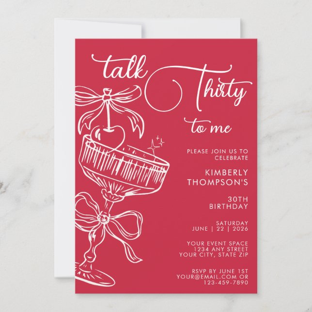 Invitation Anniversaire 30 Ans Trendy Red Talk Thirty To Me (Devant)