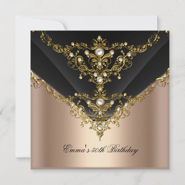 Invitation Anniversaire 30e Gold Coffee Cream Pearl Black (Devant)