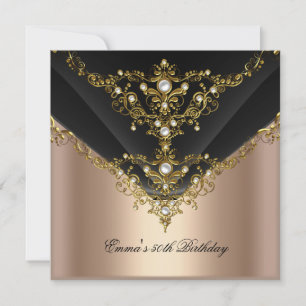 Invitation Anniversaire 30e Gold Coffee Cream Pearl Black