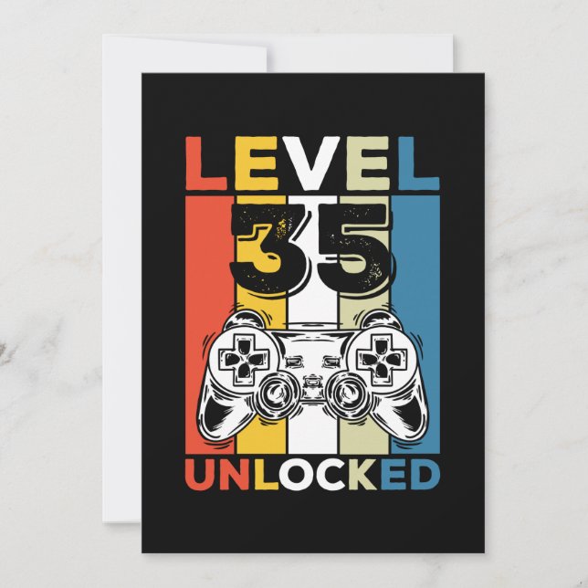 Invitation Anniversaire 35ème Niveau Débloqué 35 Jeux Rétro (Devant)
