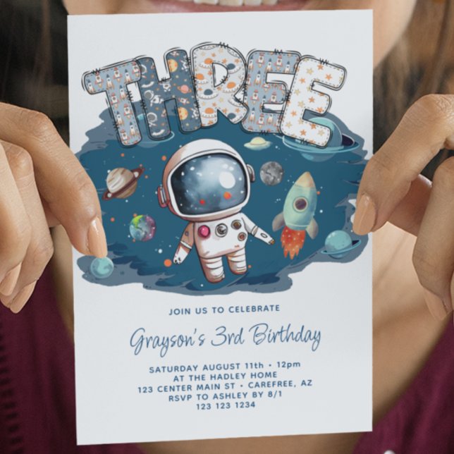 Invitation Anniversaire 3 ans Astronaute Fusée Espace (Créateur téléchargé)