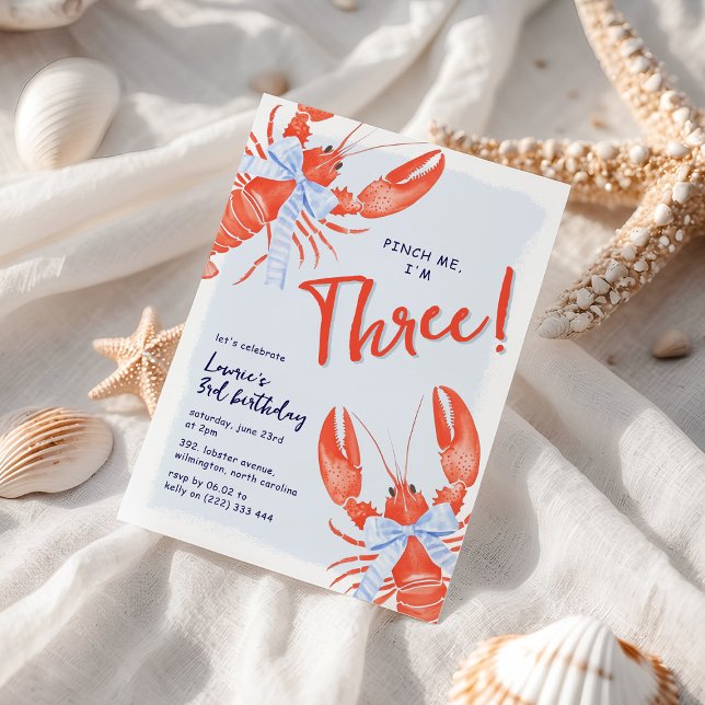 Invitation Anniversaire 3 ans Pinch Me Lobster Coa (Créateur téléchargé)