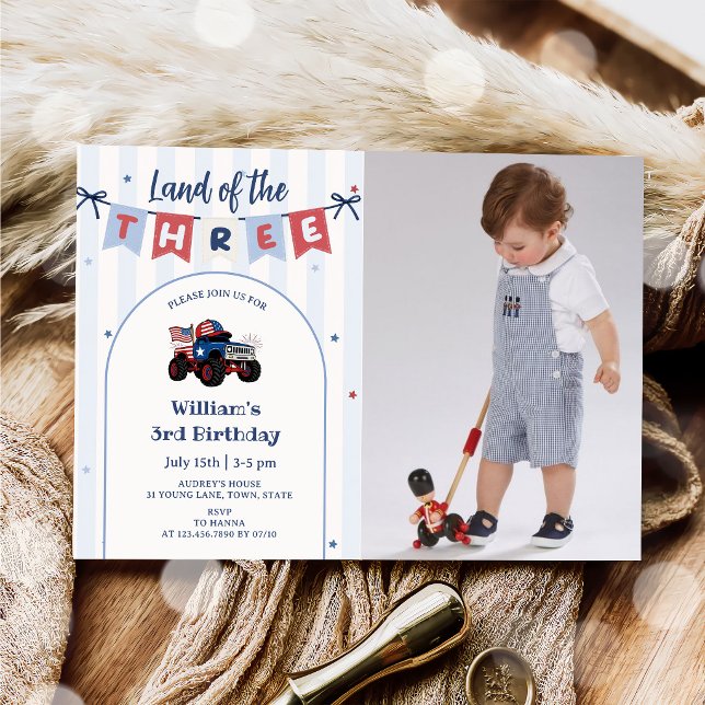 Invitation anniversaire 3 ans Rouge Blanc & Bleu P (Créateur téléchargé)