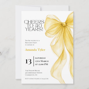 Invitation Anniversaire 40 Ans Arc-en-couleur Jaun