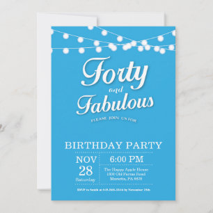 Invitation Anniversaire 40 Ans Bleu Fabuleux