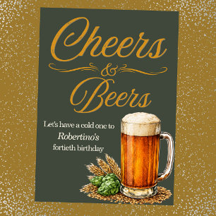 Invitation Anniversaire 40 ans Cheers and Beers pour homme