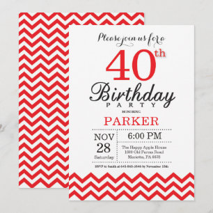 Invitation Anniversaire 40 ans Chevron Rouge