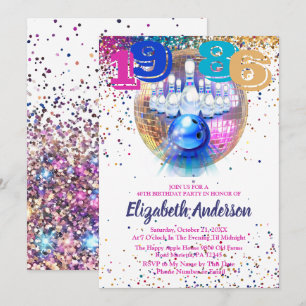 Invitation Anniversaire 40 ans Colorée Disco Bowli