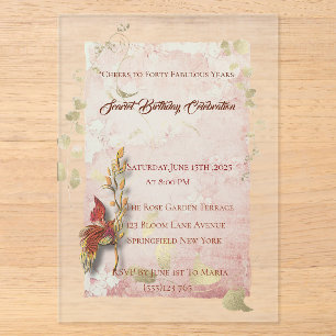 Invitation anniversaire 40 ans Crimson whispers en