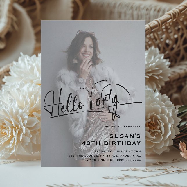 Invitation Anniversaire 40 ans Hello Forty Photo M (Créateur téléchargé)
