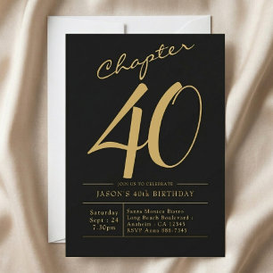 Invitation Anniversaire 40 ans Mari 40 Ans Fête Noir Or