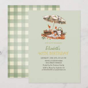 Invitation Anniversaire 40 ans Orange Aperol Vert 