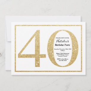 Invitation Anniversaire 40 Ans Paillettes Dorées