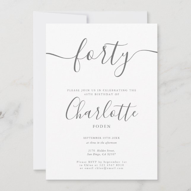 Invitation Anniversaire 40 ans Signature (Devant)