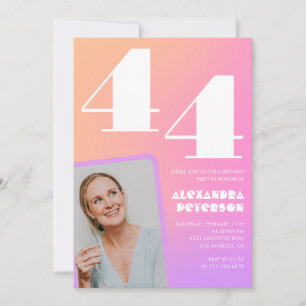 Invitation anniversaire 44 ans dégradé rose Photo 