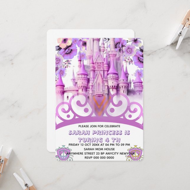 Invitation anniversaire 4 ans modifiable Quatre fo (Devant/Arrière en situation)