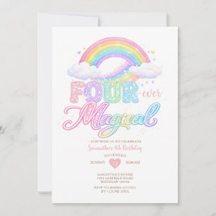 Invitation anniversaire 4 ans Nuage Pastel Arc-en-