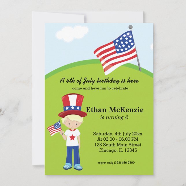 Invitation anniversaire 4 juillet (Devant)