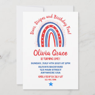 Invitation Anniversaire 4 juillet arc-en-ciel