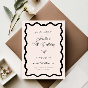 Invitation Anniversaire 50 ans bordure cursive arc-en-ciel fa