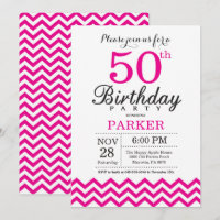 Invitation Anniversaire 50 Ans Chevron Rose Chaud