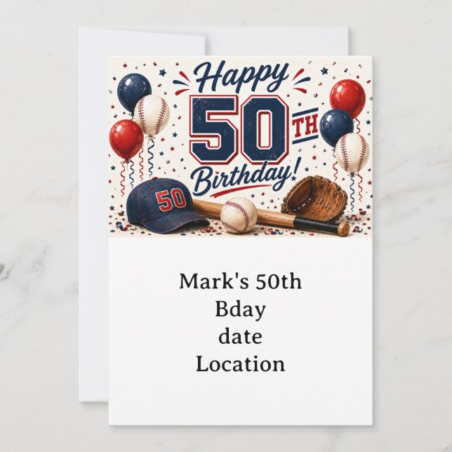 Invitation Anniversaire 50 ans de baseball  (Devant)