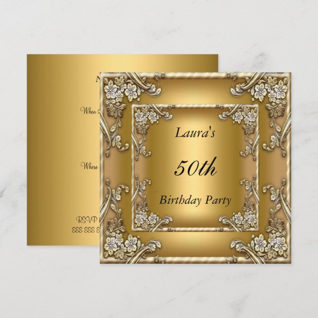 Invitation anniversaire 50 ans en or (Devant / Derrière)