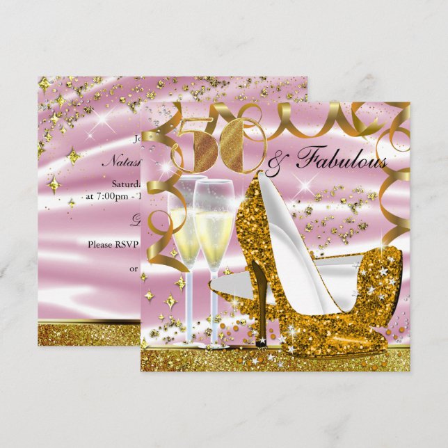 Invitation anniversaire 50 ans et fabuleuse paille (Devant / Derrière)