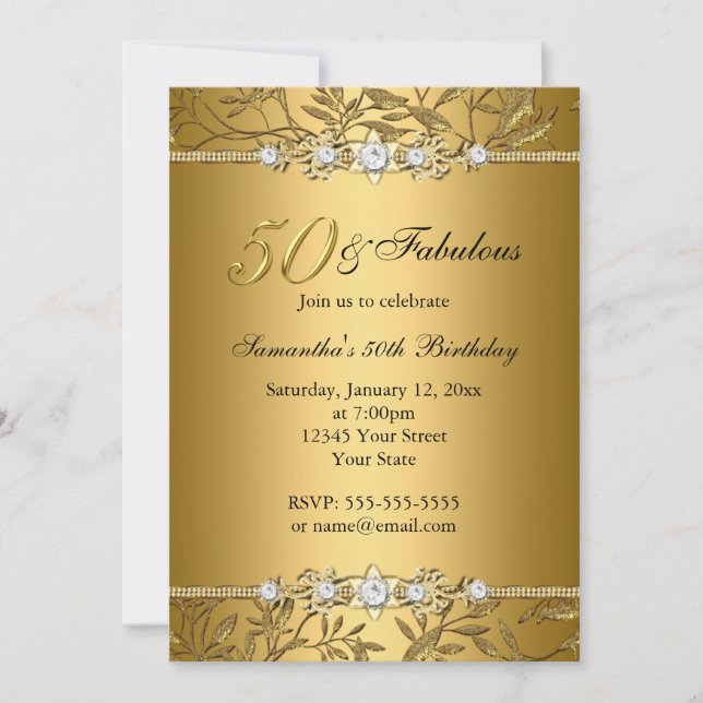 Invitation anniversaire 50 ans Fabulosa Feuille de (Devant)
