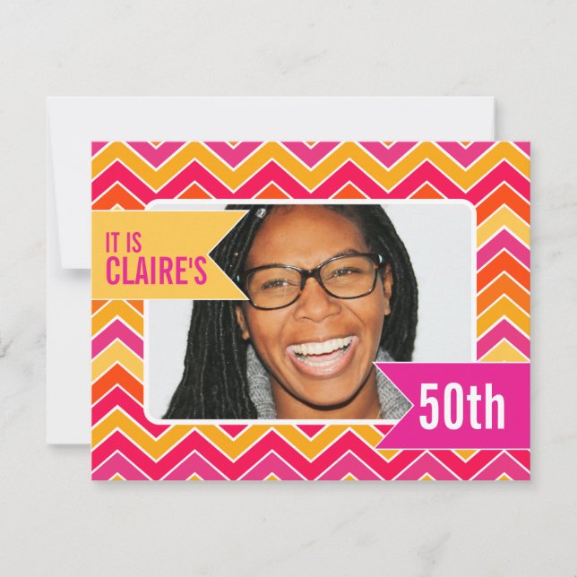 Invitation anniversaire 50 ans fête Chevron photo  (Devant)