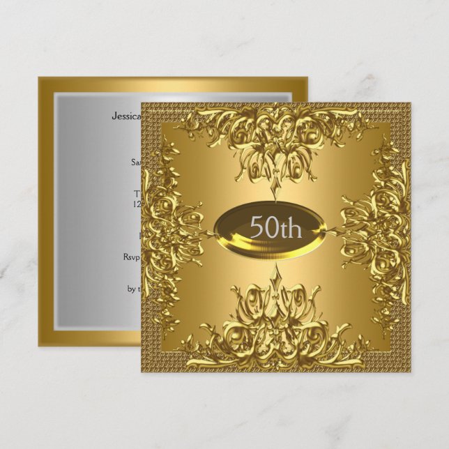 Invitation anniversaire 50 ans fête d'or (Devant / Derrière)