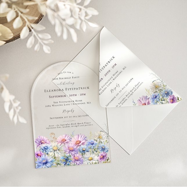Invitation anniversaire 50 ans Fleur de naissance  (Créateur téléchargé)