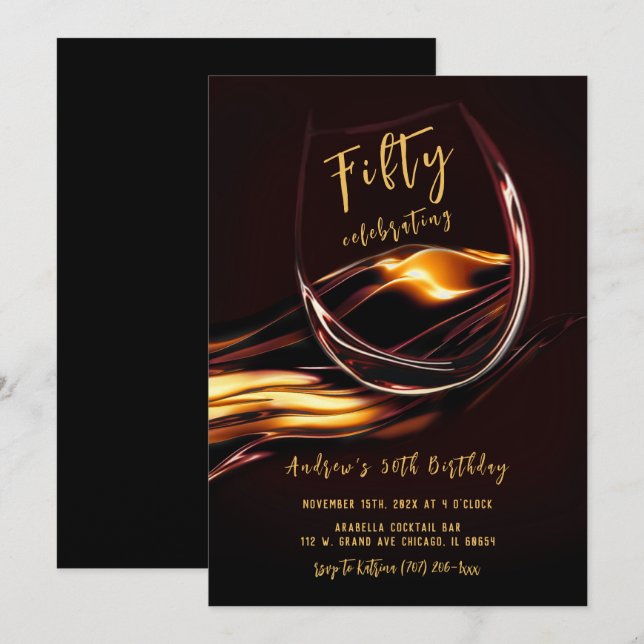 Invitation Anniversaire 50 ans Homme (Devant / Derrière)