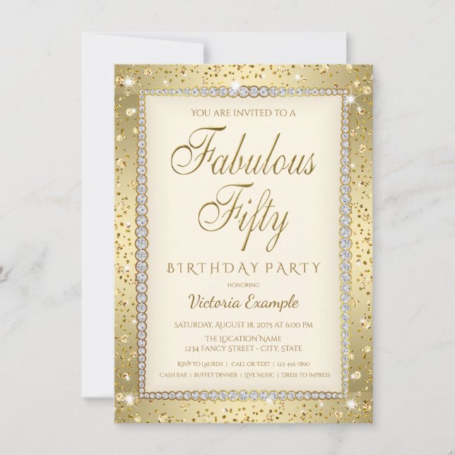 Invitation anniversaire 50 ans Ivory Gold Diamond  (Devant)