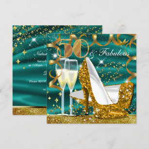 Invitation Anniversaire 50 Ans Jade Doré Pailleté 