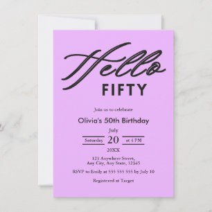 Invitation Anniversaire 50 ans Moderne Minimaliste Bonjour Ci