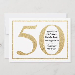 Invitation Anniversaire 50 ans Paillettes Dorées