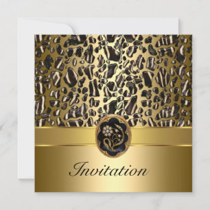 Invitation Anniversaire 50 ans Sauvage Noir Crème Or joyau 3