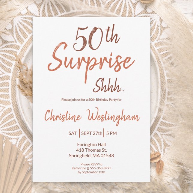 Invitation anniversaire 50 ans surprise Bohème rus (Créateur téléchargé)