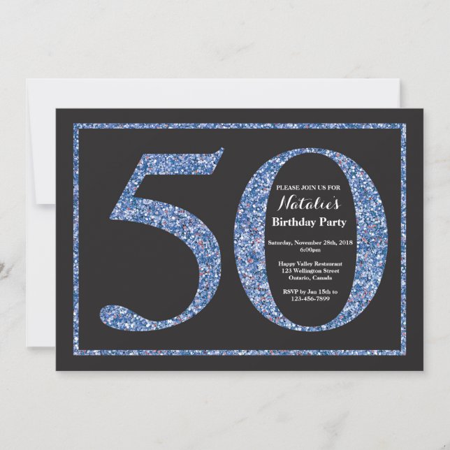 Invitation Anniversaire 50 ans Tableau Noir Paille (Devant)