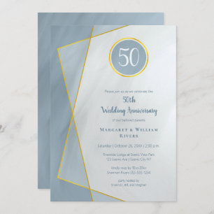 Invitation anniversaire 50e anniversaire poussiéreux bleu w o