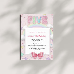 Invitation Anniversaire 5 Ans Fille Arc-en-ciel Pa