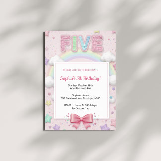 Invitation Anniversaire 5 Ans Fille Arc-en-ciel Pa